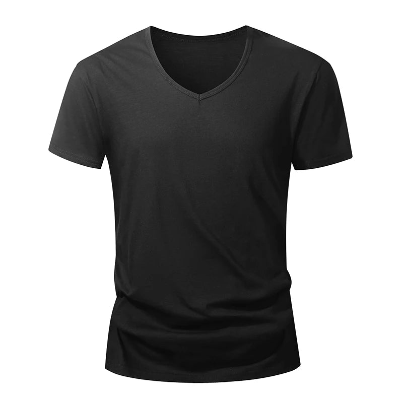 T-shirt homme 100% Coton Été Manches Courtes Hauts Tee Noir Blanc Vêtements Homme Doux Haute Qualité T-shirt Homme Décontracté