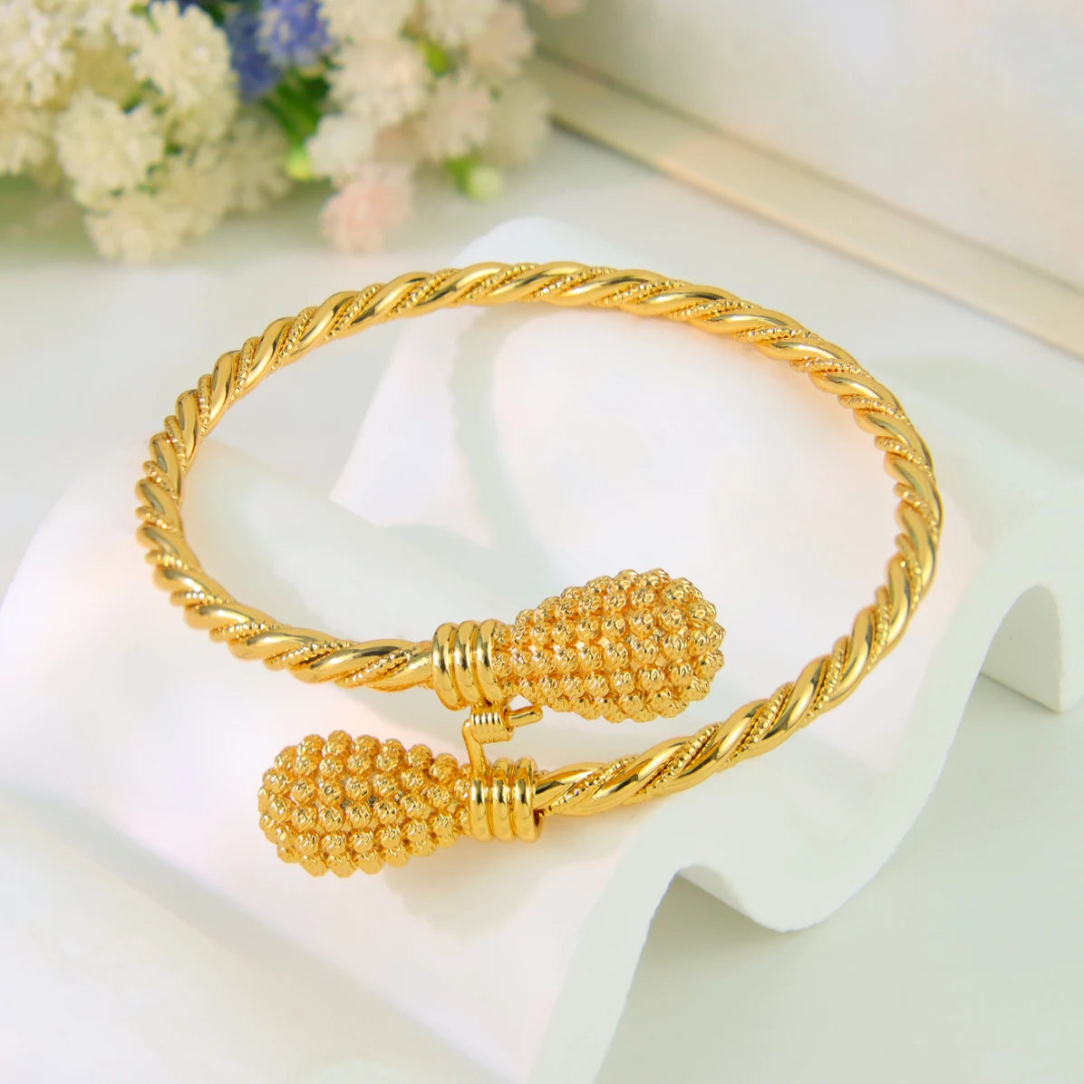 Bracelets Manchette Plaqué Or Dubaï 21k Couleur Or Luxe Saoudien Mariage Bracelets Turcs Femmes Fête de Mariage Bijoux Ramadan