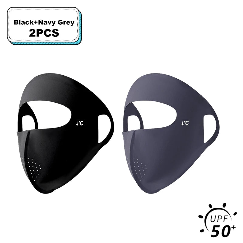 1/2/3/5Pcs Masque intégral d'été Protection solaire Respirant Soie glacée Anti-UV Équitation Extérieur Respirant Soie glacée Ultra-fin