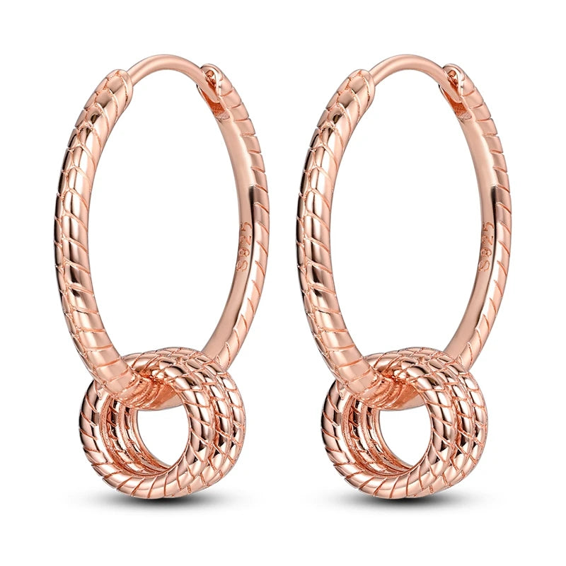 Boucle d'oreille Créole en Argent 925 pour Femme, Or Rose, Jaune, Pendientes Originales, Bijoux Minimalistes