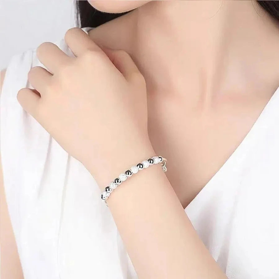 Breloque en Argent Sterling 925 Bracelet Perlé de Luxe Mignon Féminin Mode Fête Mariage Bijoux Avec Taille Ajustable