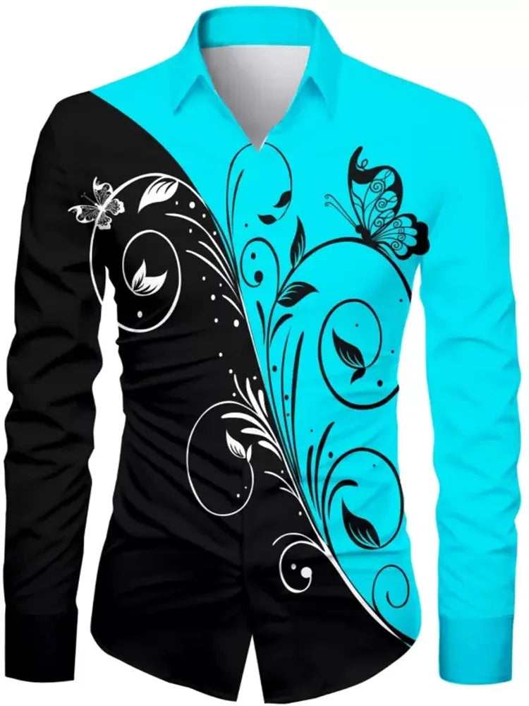 T-shirt fleuri tendance pour hommes motif HD Dégradé de couleurs Décontracté Extérieur Fête Doux et confortable Nouveau style 2024