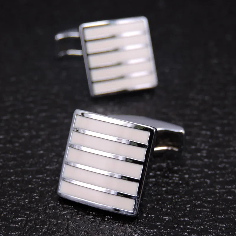 Boutons de Manchette Homme Luxe Argenté Vintage en Métal Boutons de Manchette Carrés Chemise Française Business Bijoux Cadeau de Mariage