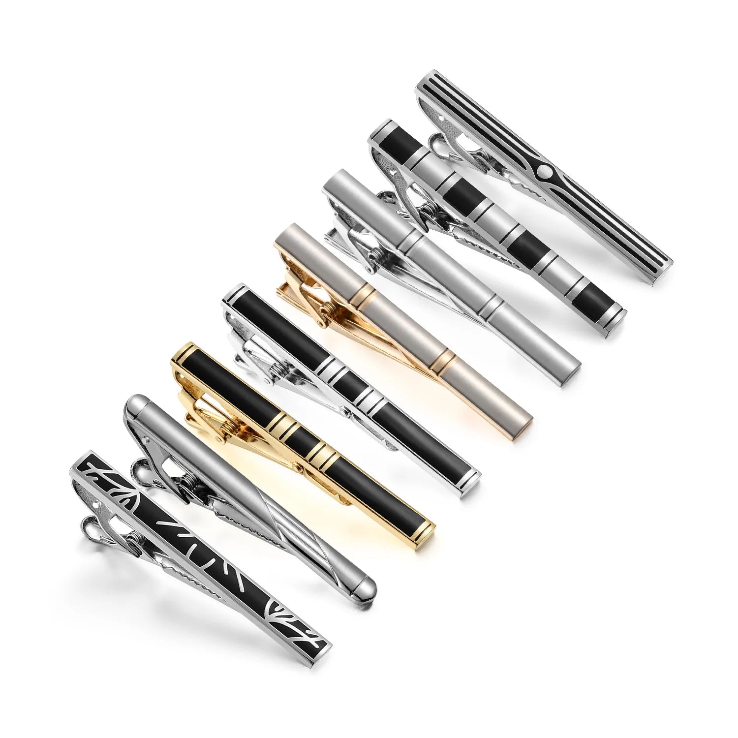 Lot de 8 pinces à cravate courtes avec boîte cadeau, accessoires pour cravates et épingles, boutons de manchette pour chemises d'homme, cadeau pour mari, gadgets