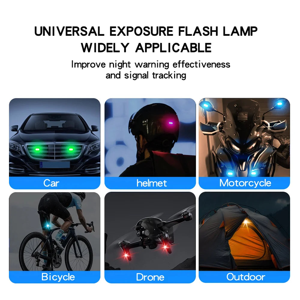 2/4 lampes stroboscopiques LED sans fil, lumière d'ambiance de voiture, 8 couleurs, lumières LED rechargeables, lumière d'avertissement LED anti-collision