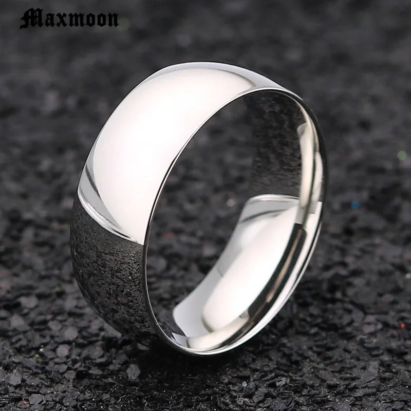 Bagues de mariage simples en acier inoxydable Maxmoon Titanium pour homme ou femme, cadeau de Noël
