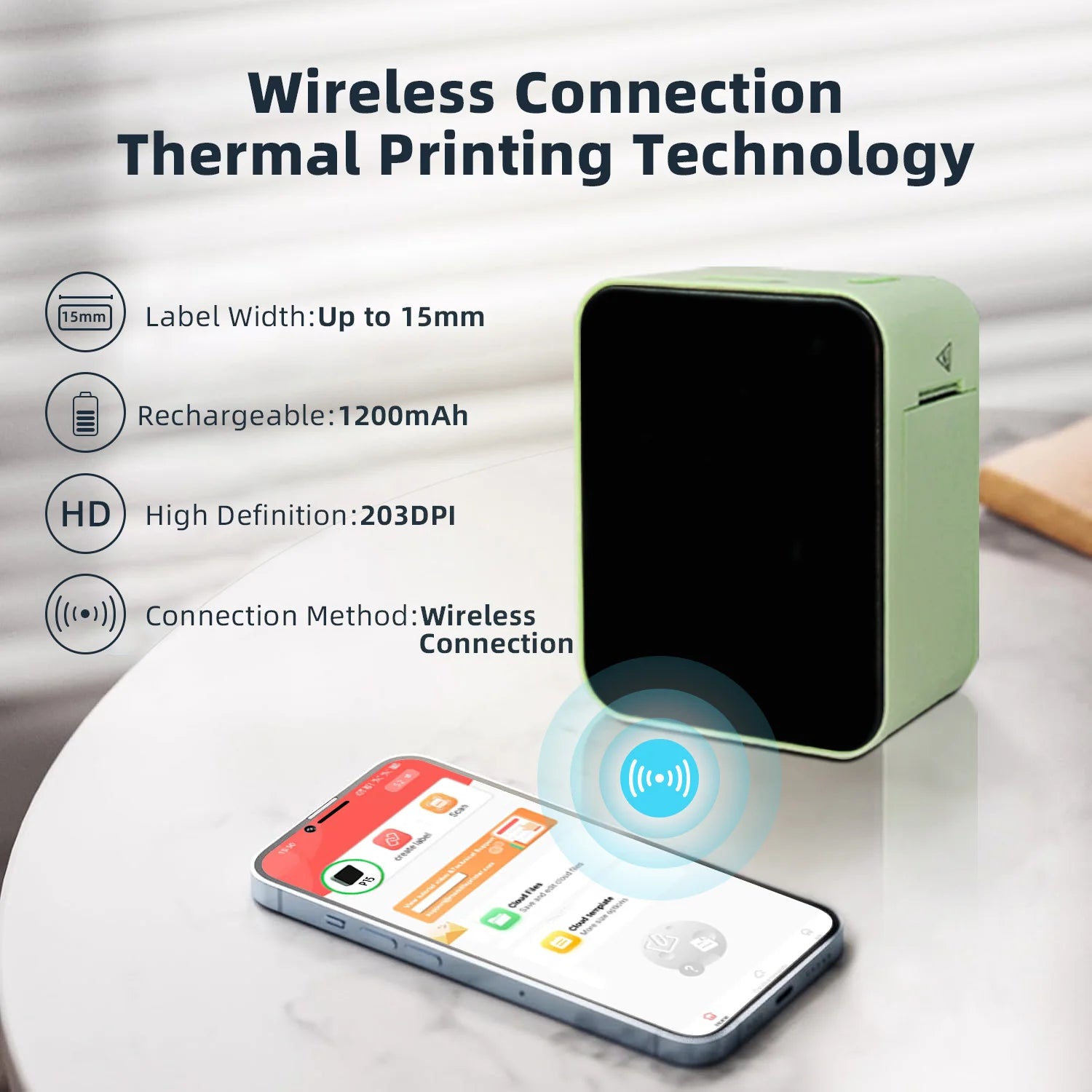 Mini-imprimante thermique portable MarkLife P15, étiqueteuse sans fil compatible Bluetooth pour l'étiquetage à domicile et au bureau