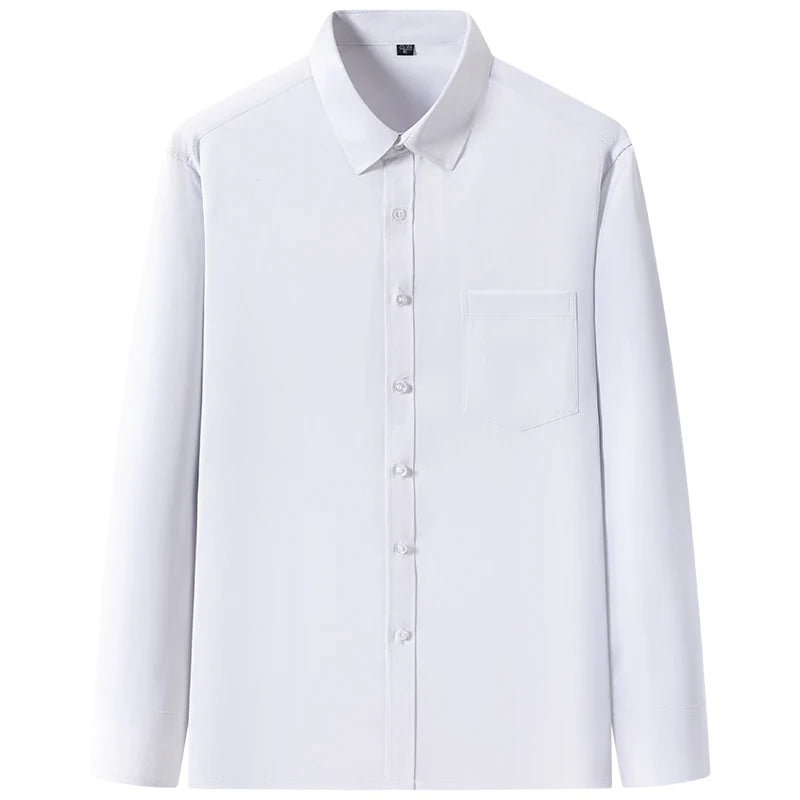 Nouvelle Élasticité Anti-Rides Chemises Homme Manches Longues Chemises Habillées Pour Homme Coupe Ajustée Camisa Social Chemise d'Affaires Chemise Blanche