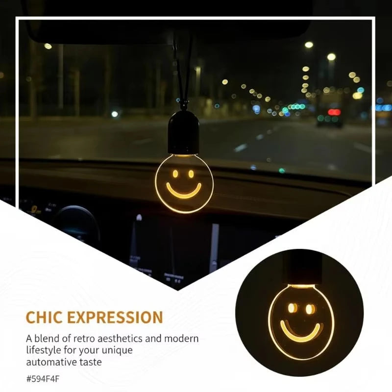 Car Hanging Ornament Interior Ambient Lighting Retro Small Bulb LED 2 Light Modes For Long Trips Daily Use Auto Decor Accessory
