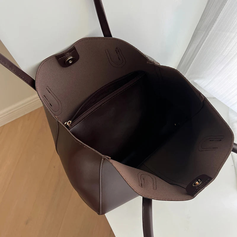 Sac fourre-tout vintage pour femmes, nouvelle version coréenne, grande capacité, sac simple pour les trajets quotidiens, à la mode et polyvalent, sac à bandoulière unique
