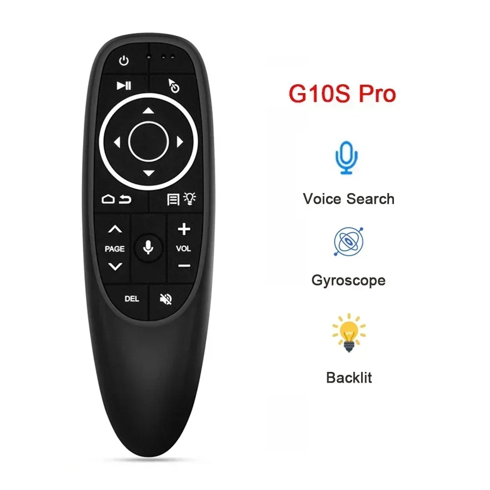Télécommande vocale G10S PRO BT 2,4 G avec souris gyroscopique sans fil BT5.0 Télécommande intelligente rétroéclairée pour boîtier TV Android
