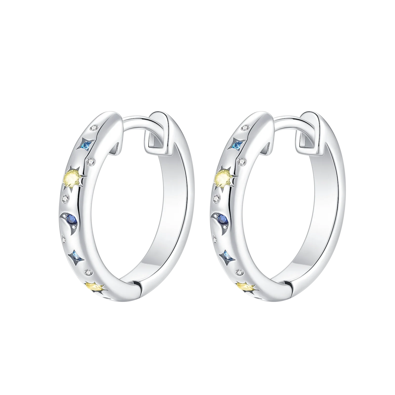 Boucles d'oreilles créoles en argent 925 pour femme, pendentifs en zircon en forme de cœur et d'étoile, bijoux fantaisie originaux