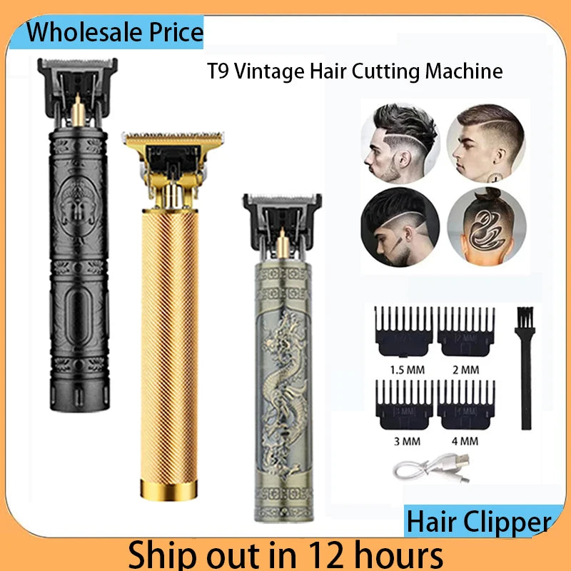 Tondeuse à cheveux Portable T9 Vintage, tondeuse à cheveux, charge rapide USB, rasoir de barbier, tondeuse à cheveux sans fil pour hommes