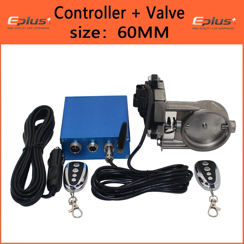 EPLUS Kit Électrique de Valve d'Échappement Universel pour Voiture, Mode Multi-angle 51 63 76MM, Télécommande et Boîtier de Contrôle