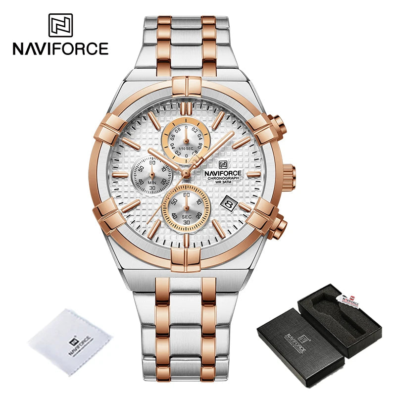 Montres Originales NAVIFORCE pour Hommes Quartz Mode Sport Chronographe Masculin Simple Sauvage Étanche Affichage de la Date Montre-bracelet Horloge Homme