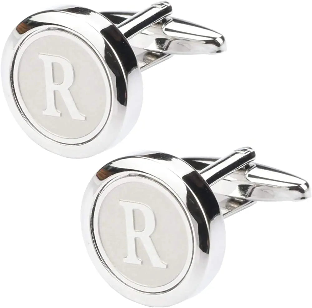 Boutons de Manchette Classiques en Acier Inoxydable pour Homme - Lettre Initiale de l'Alphabet 26 Boutons de Manchette Chemises d'Affaires Mariage Cadeau A-Z