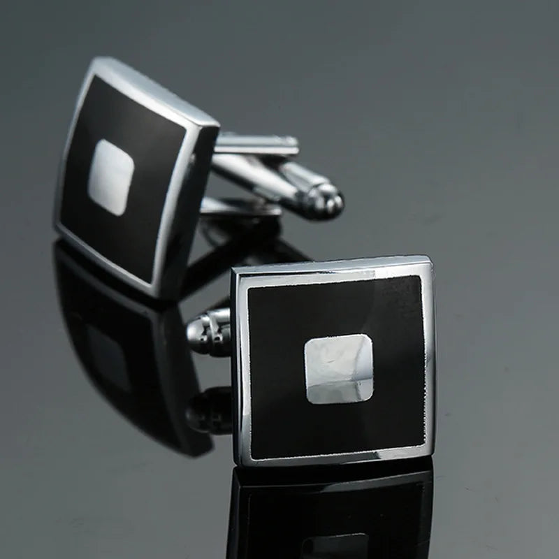 Boutons de Manchette Homme Luxe Argenté Vintage en Métal Boutons de Manchette Carrés Chemise Française Business Bijoux Cadeau de Mariage