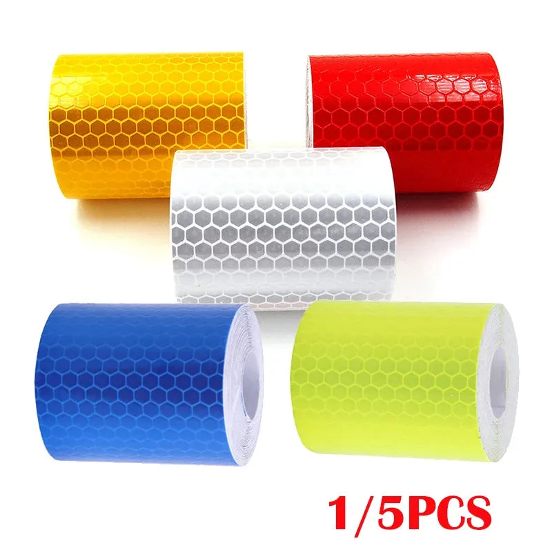 1-4 bandes réfléchissantes pour voiture Avertissement de sécurité 5cm*100cm Autocollant décoratif pour voiture Film de protection réfléchissant pour auto et moto