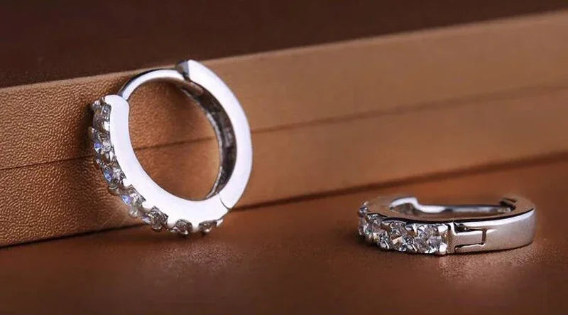 Fashion 925 Sterling Silver Earrings 10mm Circle Zircon Hoop Earring for Grils Woman Wedding Accessories Jewelry Gifts