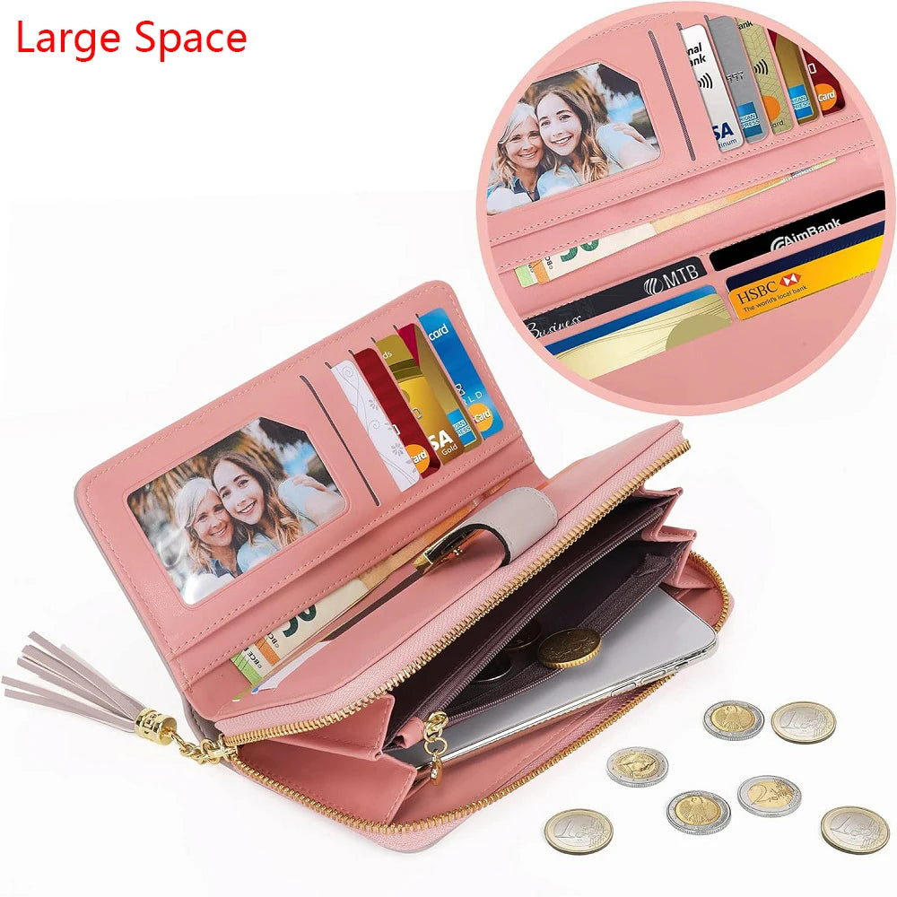 Portefeuilles zippés tendance dernier modèle, grands sacs à main pour femmes, porte-monnaie, portefeuille en cuir PU à 9 emplacements pour cartes