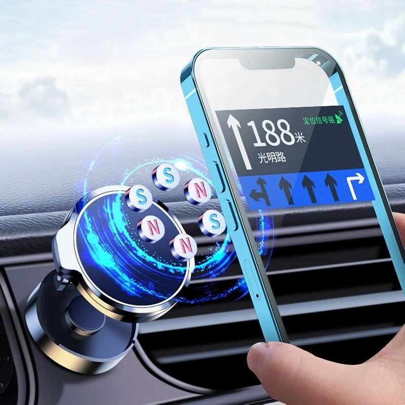 Support de téléphone portable magnétique rond pliable pour voiture, rotatif à 360 degrés, aimant puissant pour iPhone et Samsung