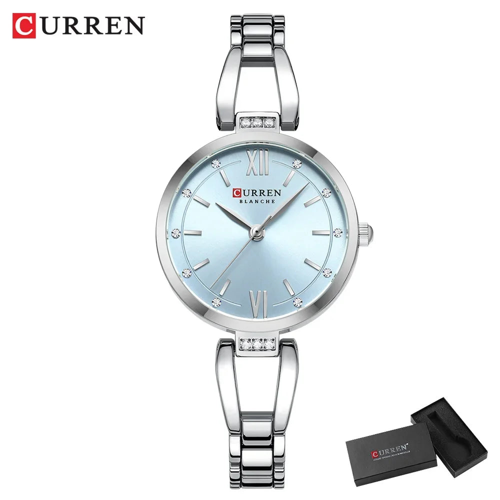 CURREN Montres Femmes Élégant Mode Original Quartz pour Dames Étanche Acier Inoxydable Simple Luxe Usage Quotidien