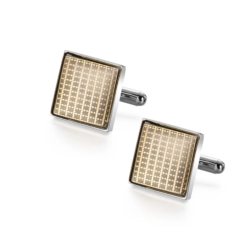 Boutons de manchette homme en cuivre pour hommes de luxe, cadeaux d'invités de mariage, bijoux de mode ronds carrés, boutons de manchette et pince à cravate pour hommes