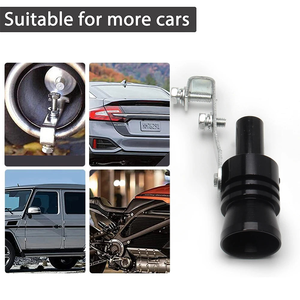 Sifflet turbo noir universel pour voiture Dispositif de modification de véhicule Simulateur de son turbo de pot d'échappement Sifflet de silencieux turbo XL