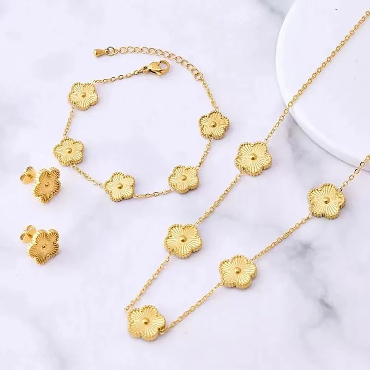 316L Stainless Steel Hot Selling Gold Plated Clover Charm Bracelet Luxury Five Leaf Flower Bracelets Jewelry For Women Gift