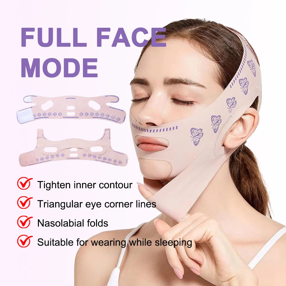 Masque liftant visage V-Line, sangle de menton pour dormir, sangle amincissante visage V-Line, réducteur de double menton et exerceur de mâchoire