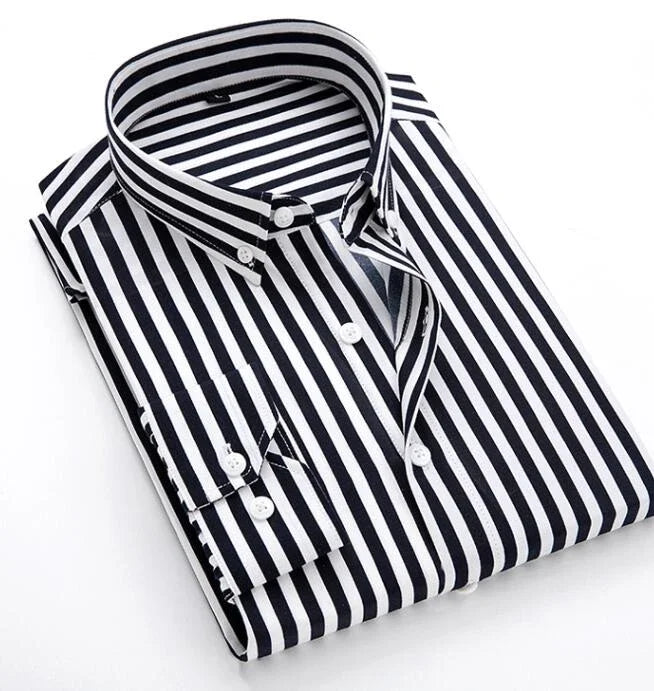 Chemise rayée classique pour homme, chemise à manches longues simple boutonnage, nouveau haut rouge et bleu automne, taille européenne révisée du XXS au XL.