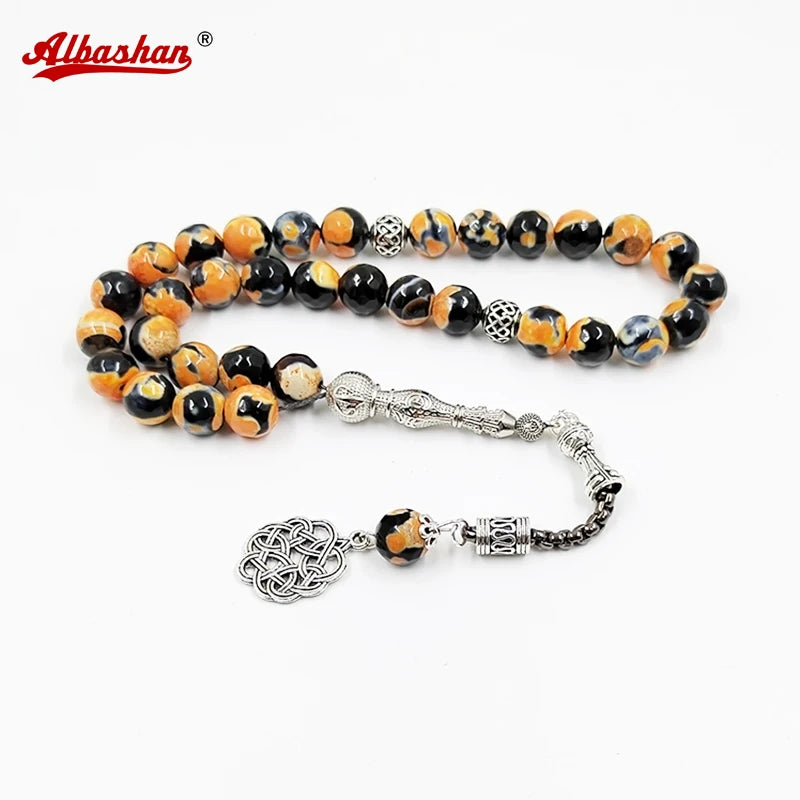 Tasbih Men black agates stone muslim prayer beads bracelet Turkish misbaha gemstone accessories Eid gift Adha islamic rosary