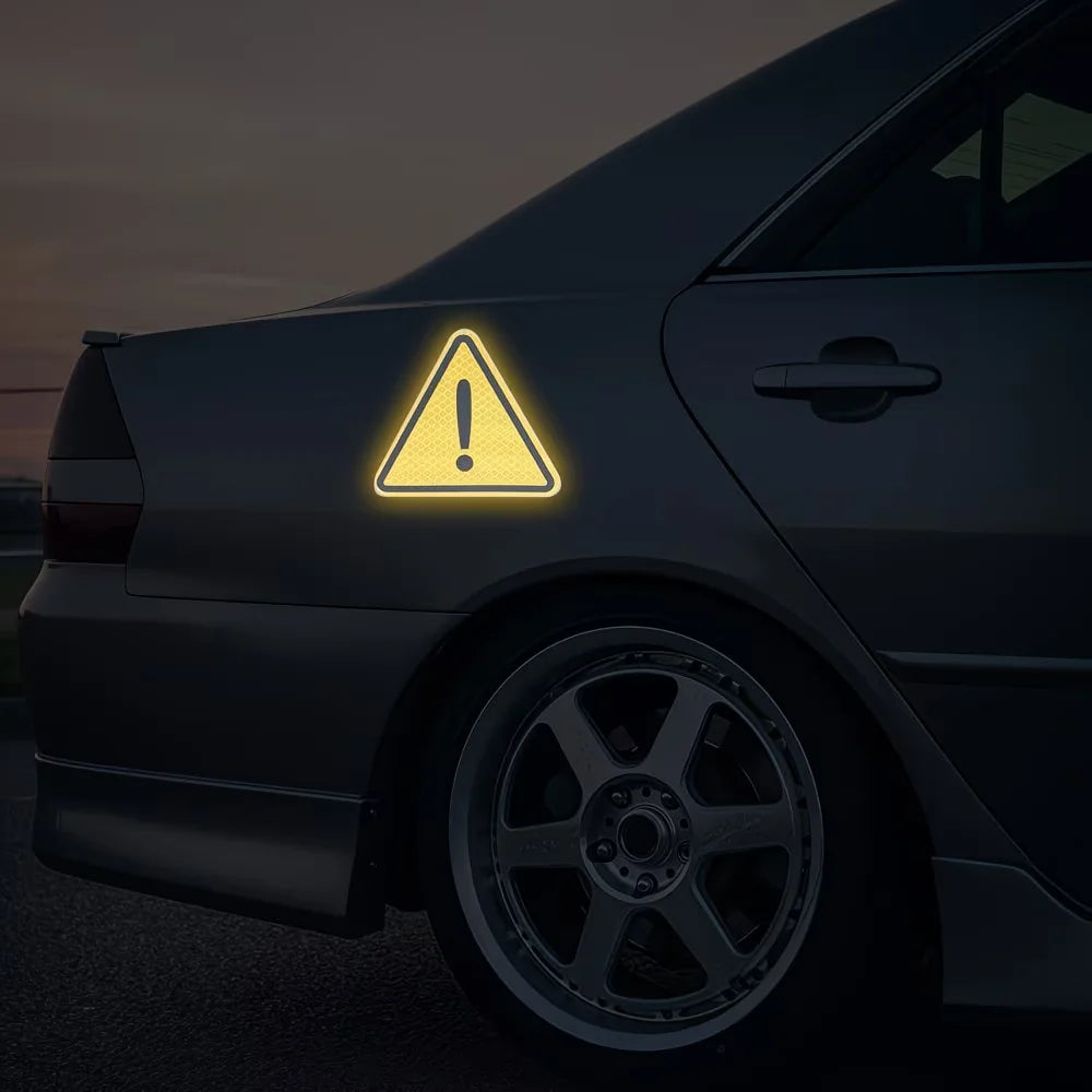 2/4 autocollants réfléchissants triangulaires, adaptés pour la décoration de réflecteur de voiture, camion, moto, marque d'avertissement de conduite nocturne