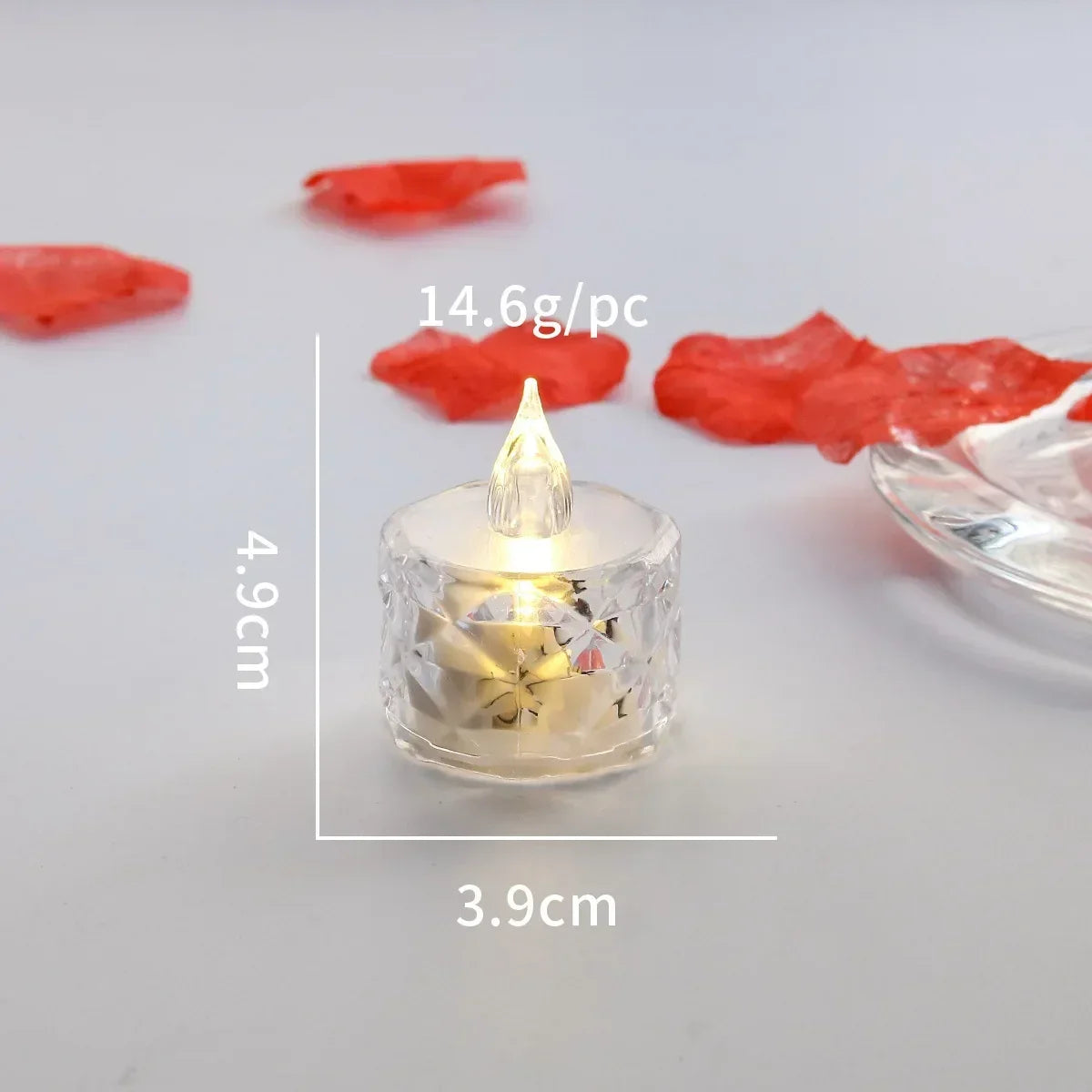Bougie LED en cristal avec piles, sans flamme, lampe de nuit électronique, pour rendez-vous, fête, vacances, maison, décoration de mariage