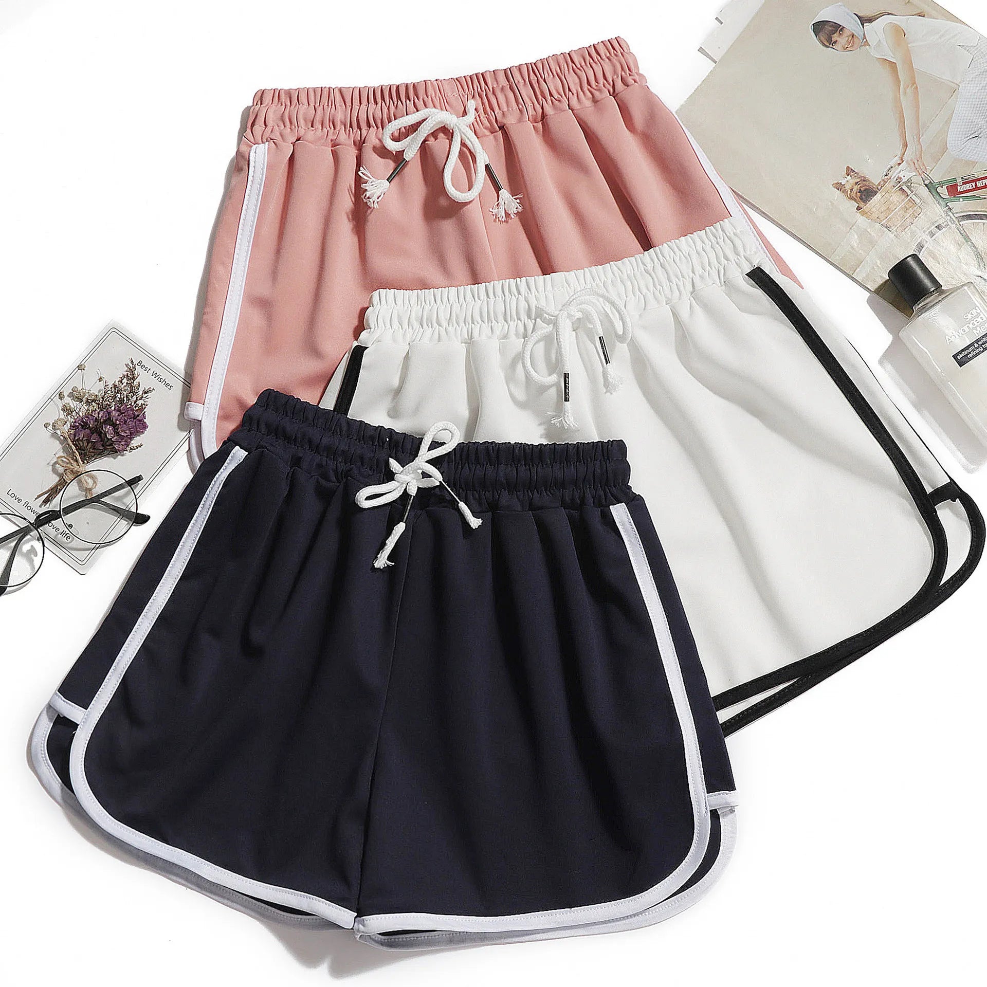 1 short décontracté d'été pour femme, couleur unie, short de sport pour fille, short de yoga taille moyenne pour femme, short ample pour étudiante S-3XL