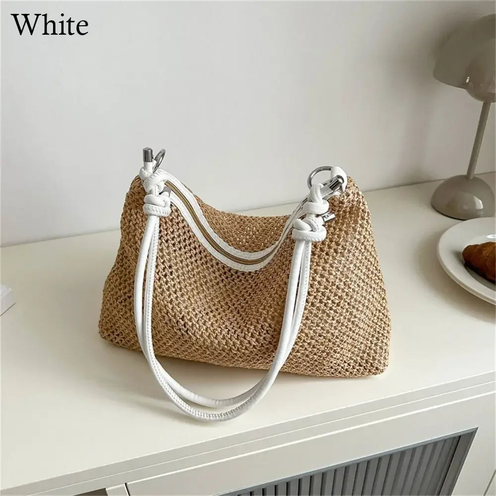 Sac à bandoulière en rotin tressé, mignon, fait main, grande capacité pour femme