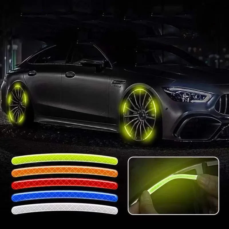 Autocollant Réfléchissant pour Jante de Pneu de Voiture Bande d'Avertissement de Sécurité Nocturne Moto Vélo Auto Roue Moyeu Réflecteur Autocollants 20/40 Pièces