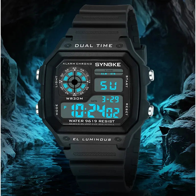SYNOKE Montres Digitales Militaires Hommes Sports Lumineuses Chronographe Étanche Montres-Bracelets Électroniques Hommes Relogio Masculino
