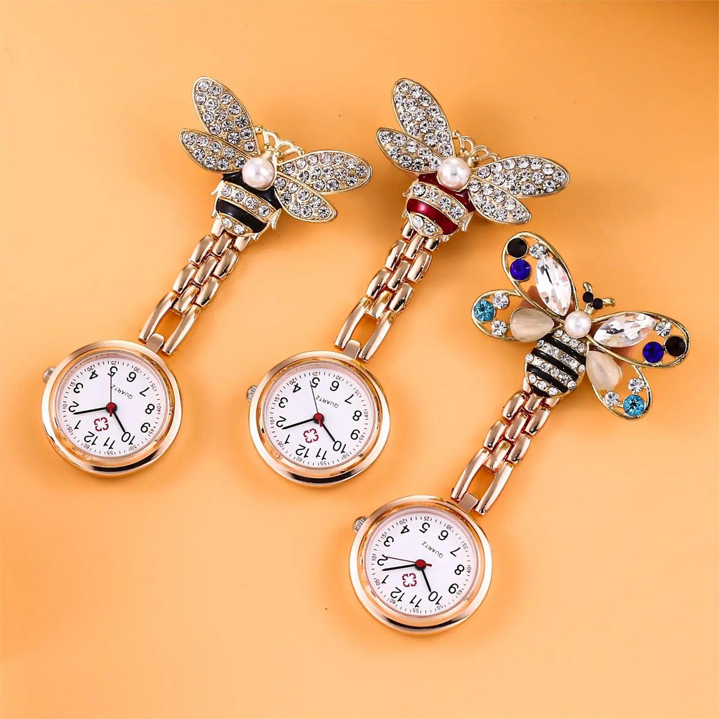 Little Bee Hanging Watch Butterfly Pocket Watch Nurse Watch Portable Men's and Women's Chest Watch Hanging Watch