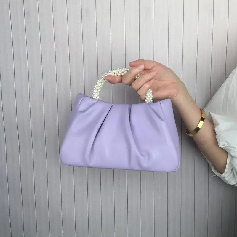 Sacs à main d'embrayage pour femmes avec poignée en perles de mode Sacs à bandoulière carrés de luxe pour femmes Petit sac messager pour femmes