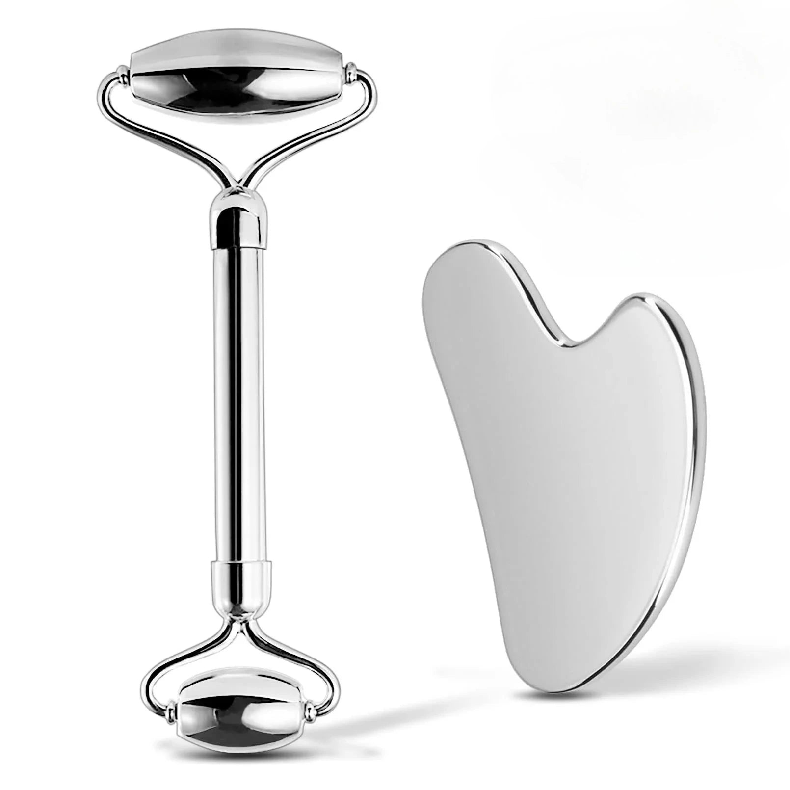 Ensemble d'outils de massage facial et Gua Sha en acier inoxydable, 1/2/3 pièces, outils de beauté en métal pour le corps, le visage, le cou et les yeux