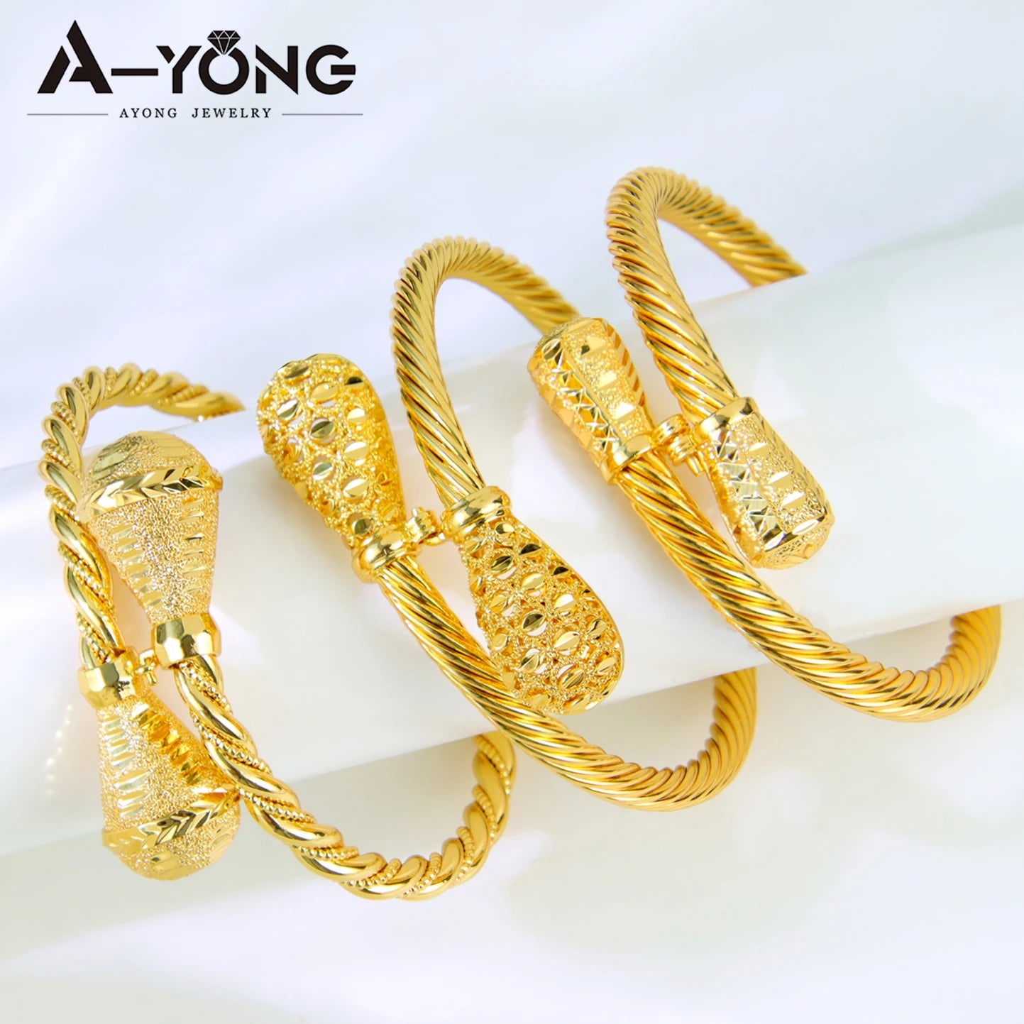 Bracelets Manchette Plaqué Or Dubaï 21k Couleur Or Luxe Saoudien Mariage Bracelets Turcs Femmes Fête de Mariage Bijoux Ramadan
