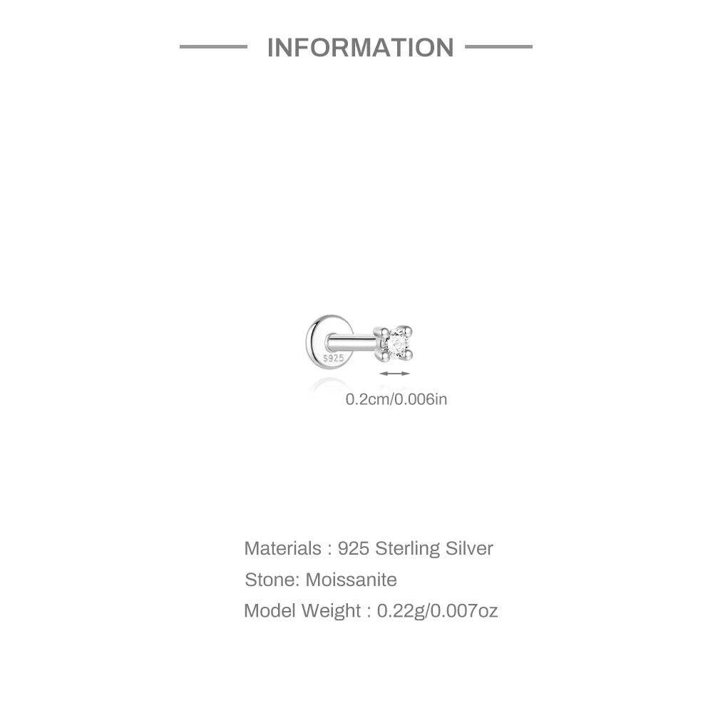 Aide Mini Boucles d'oreilles Moissanite 2/3/4mm pour femme, en Argent Sterling 925, Bijoux Tendance INS, Clous d'oreilles de Mariage, Brincos de Pratas
