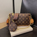 Sac à bandoulière pour femmes à motif floral et lettres, grande capacité, fermeture éclair, bandoulière réglable, petite pochette amovible, pour le quotidien