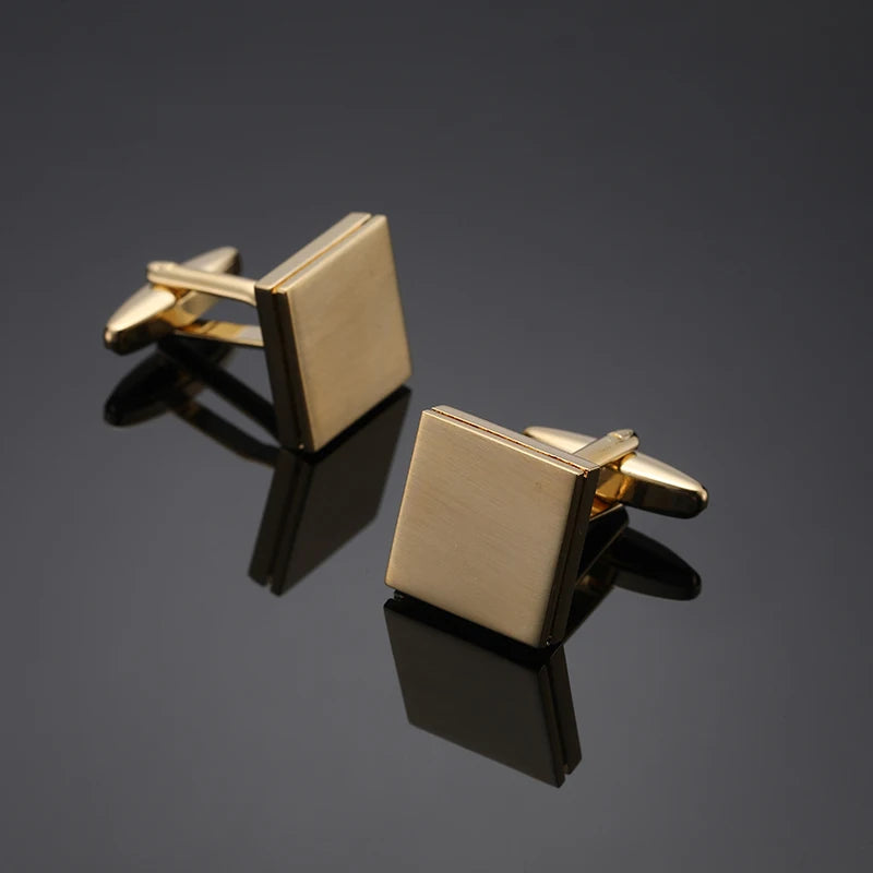 Boutons de manchette pour chemise française homme haut de gamme carrés classiques, motifs géométriques gravés au laser, brossés, pour costumes et accessoires de costume d'affaires.