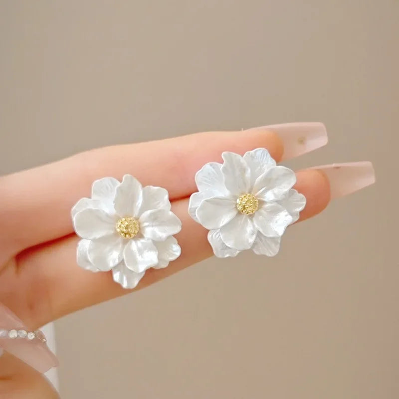 Nouvelle Mode Design Mignon Printemps/Été Fleur en Émail Bleu Rose Boucles d'Oreilles de Luxe Haut de Gamme Cadeaux de Fête pour Femmes Bijoux