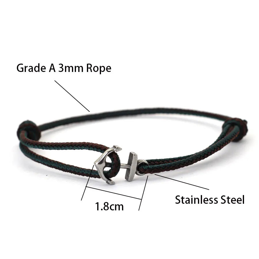 Fashionable Men Anchor Bracelet With Ethnic Cords Adjustable Handmade Premium Braclet Beach Surfing Jewelry Nautical Braslet