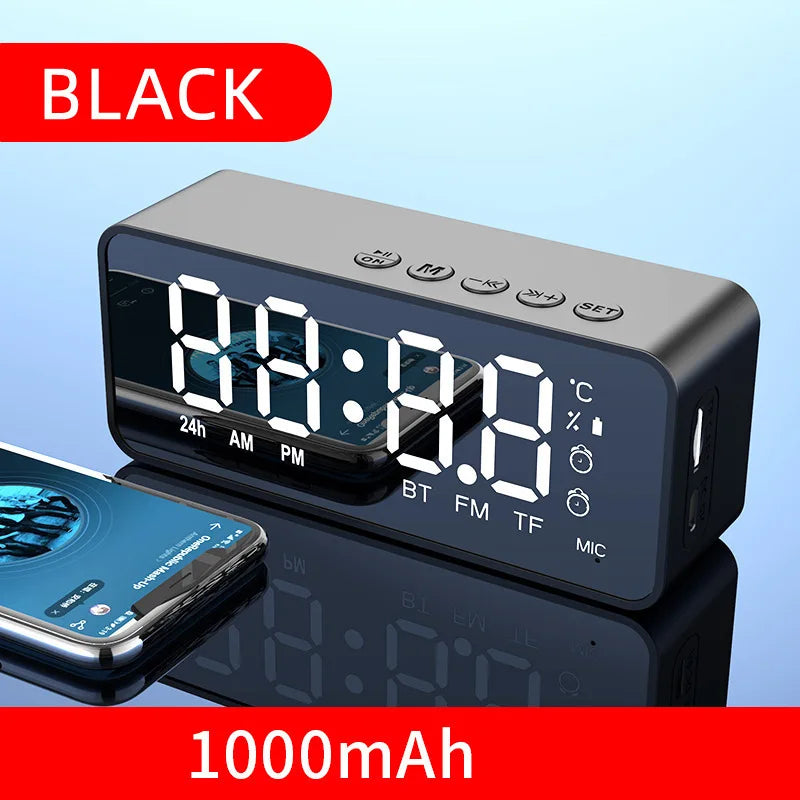 Radio-réveil FM Haut-parleur Bluetooth Subwoofer portable Caixa De Som Boîte sonore Musique sans fil Mini Woofers Colonne lumineuse Bocina