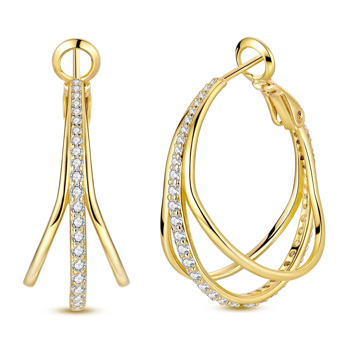 Boucle d'oreille Créole en Argent 925 pour Femme, Or Rose, Jaune, Pendientes Originales, Bijoux Minimalistes