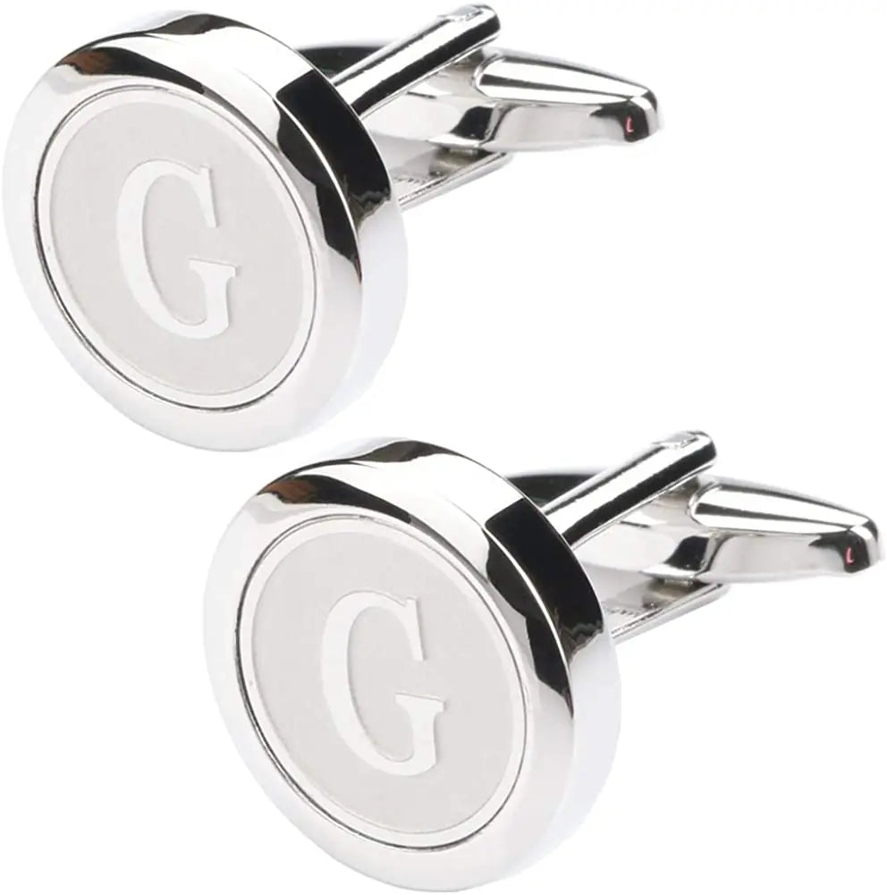 Boutons de Manchette Classiques en Acier Inoxydable pour Homme - Lettre Initiale de l'Alphabet 26 Boutons de Manchette Chemises d'Affaires Mariage Cadeau A-Z